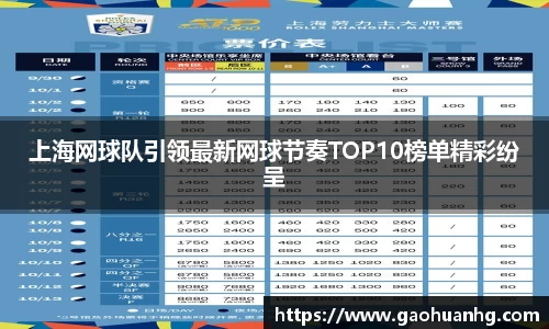 上海网球队引领最新网球节奏TOP10榜单精彩纷呈
